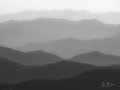 Misty Mountains on the Blue Ridge Parkway #1, horizontal, black and white