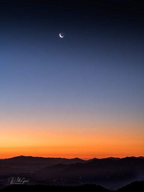 Crescent Moon Rising over the Blue Ridge Parkway