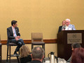Bill Moody discusses one of C.A.R.'s hot issues with state Senator Josh Becker.