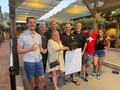 SILVAR President Brett Caviness and District Chair Tammie Peters congratulate the KW Ball Breakers, winners of the 9th Annual Los Gatos-Saratoga District Bocce Ball Tournament.