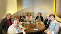 Leannah Hunt, Phyllis Carmichael, Joanne Fraser, Betty Taisch (SFAR), Katherine Frey, Tammie Peters and Denise Welsh having lunch after their meeting.