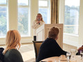 Los Gatos-Saratoga District Chair Tammie Peters greets members and thanks them for their support all year.