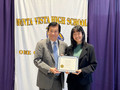 SILVAR member Mark Wong presented the Charitable Foundation scholarship award to Amy Xinyu Zheng, scholarship recipient from Monta Vista High School.