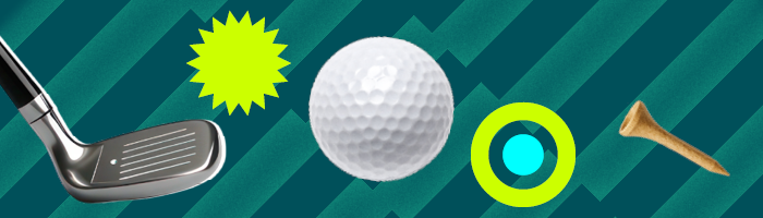 Illustration of golf club, ball and tee