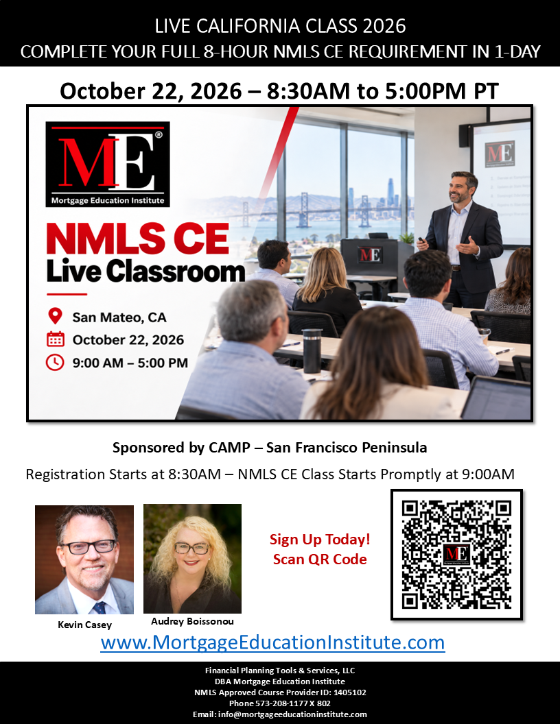 Flyer for CAMP-Sponsored NMLS CA Class at SAMCAR on October 22, 2026